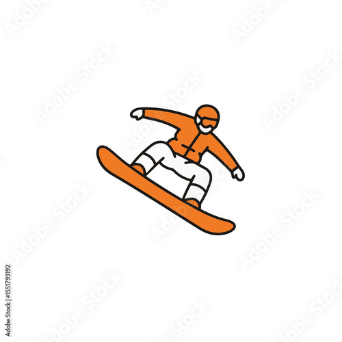 Snowboarder enjoying a winter sport.