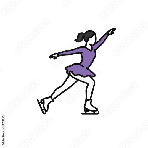 A female figure skater gliding gracefully on ice. 