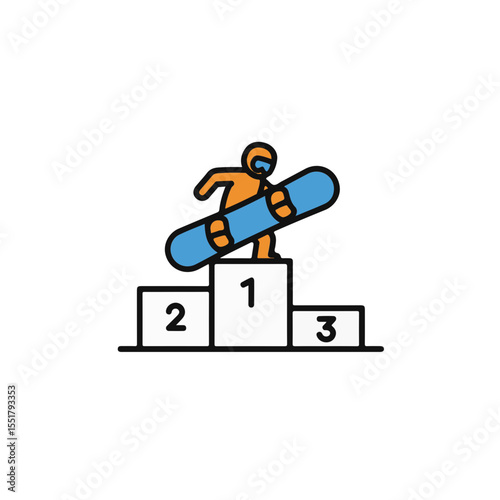 Snowboarder Winning First Place