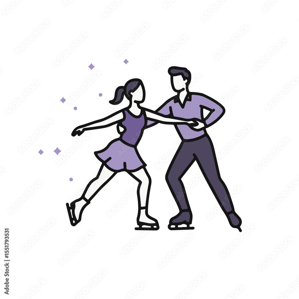 Fototapeta premium A graceful ice skating couple gracefully gliding across the rink.