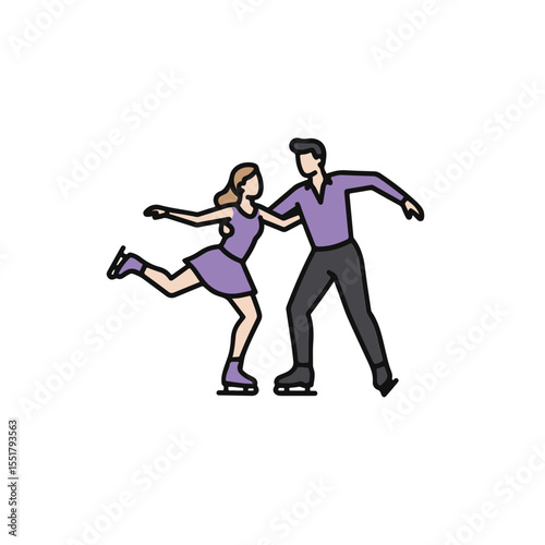 Couple figure skating with elegant performance.