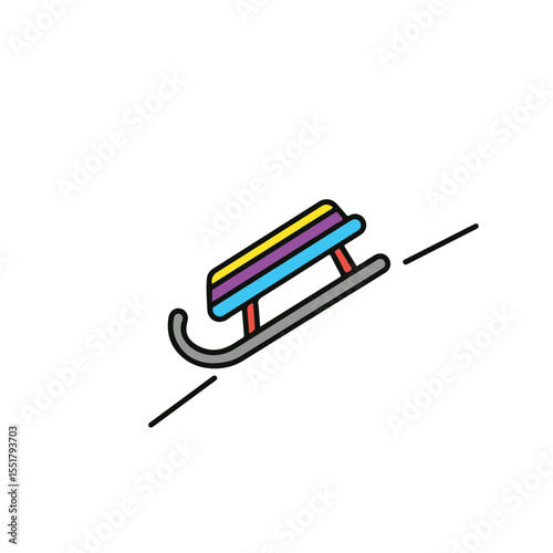 A vibrant sled gliding down a snow-covered slope, an emblem of winter fun and thrill. 