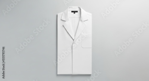 Elegant White Lab Coat Hanging Against a Minimalist Light Background for Professional Medical Use