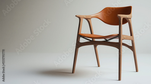 Stylish Modern Chair with Wooden Frame and Leather Cushion Design