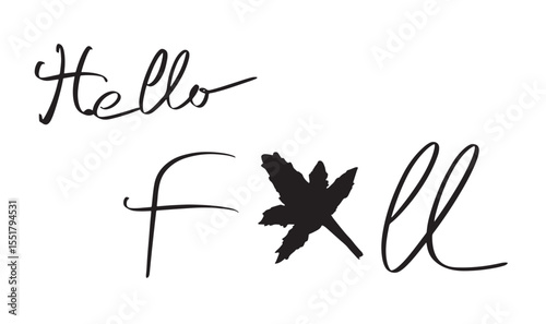 Hello fall maple object icon hello fall maple drawing black color object icon autumn season time leaf design september october november month tree flora flower holiday greeting card wallpaper autumn