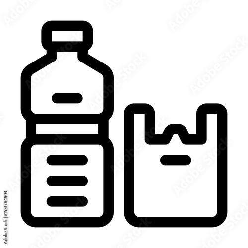 Plastic Waste Line Icon. Single icon, line vector icon