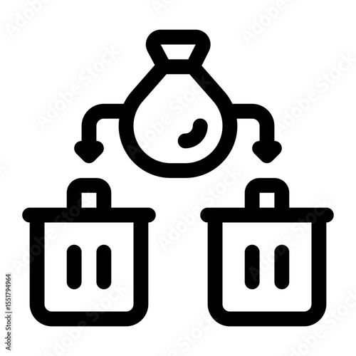 Rubbish Sorting Line Icon. Single icon, line vector icon