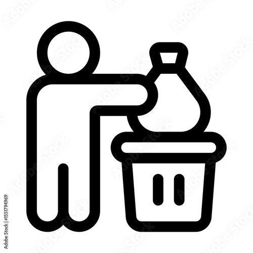 Throw Away Line Icon. Single icon, line vector icon