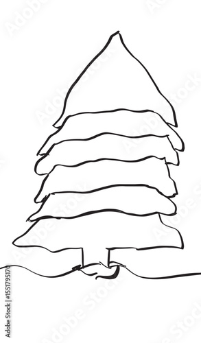 Tree pine black color object icon drawing art sign symbol merry christmas xmas happy new year 2025 2026 2027 yeaer time december january month branch gift box greeting card winter holiday christmas 