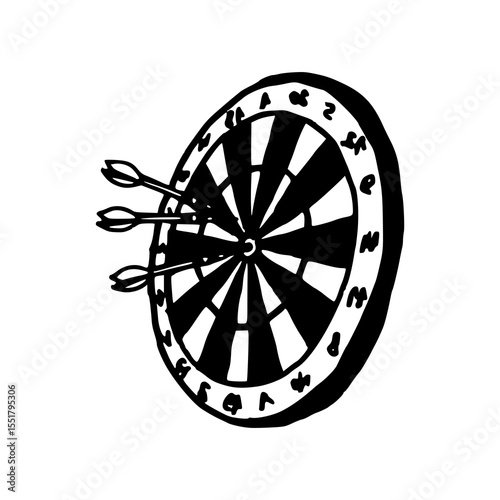 dartboard with darts - target practice game