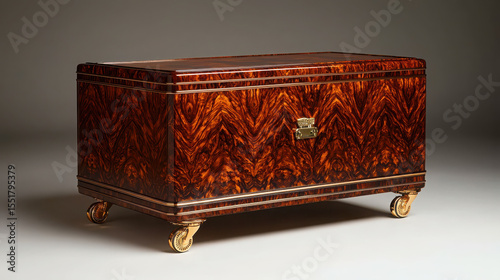 Elegant Vintage Chest with Intricate Wood Grain and Gold Accents