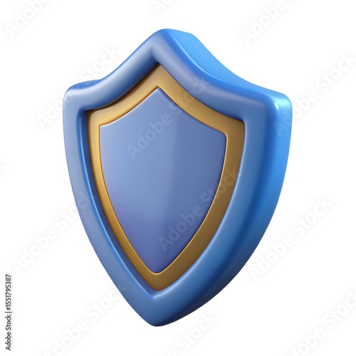 Blue and gold shield icon isolated on white background