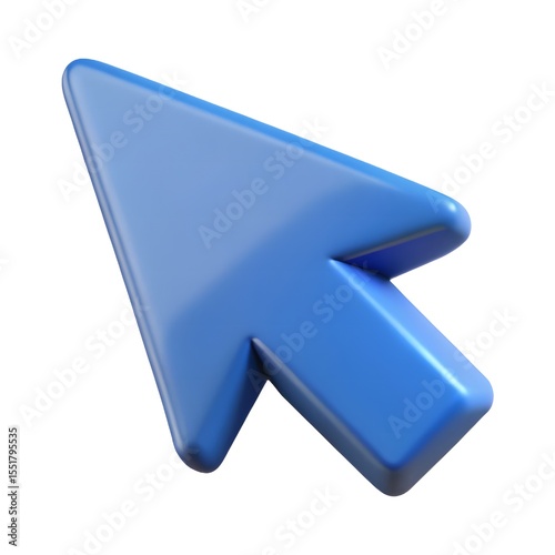 Blue 3d cursor arrow isolated on white background