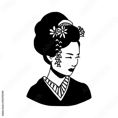 traditional Japanese geisha portrait vector