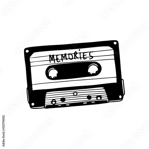 cassette tape with "MEMORIES" vector