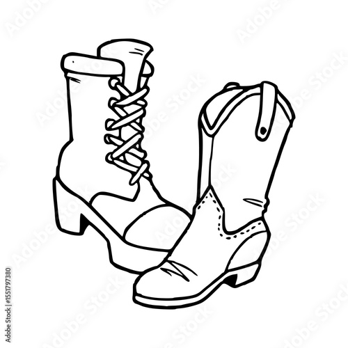 lace-up and cowboy boots illustration
