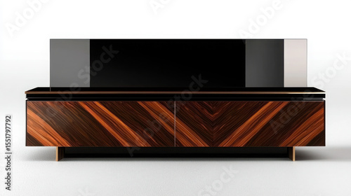 Elegant Modern Wooden TV Stand with Glossy Finish and Storage