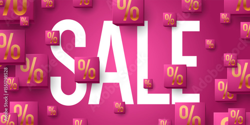Poster sale. Bright abstract background with various geometric elements. A composition of various shapes. A template for creative work.