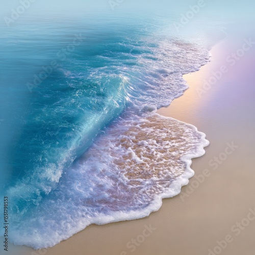 Gentle ocean waves at dawn coastal beach hyperdetailed image serene atmosphere tranquil viewpoint