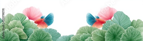 Vibrant guppies swimming in light watercolor underwater scene aquatic environment artistic viewpoint colorful concept