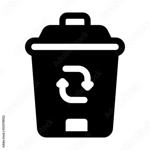 Recycle Bin Glyph Icon. Single icon, glyph vector icon