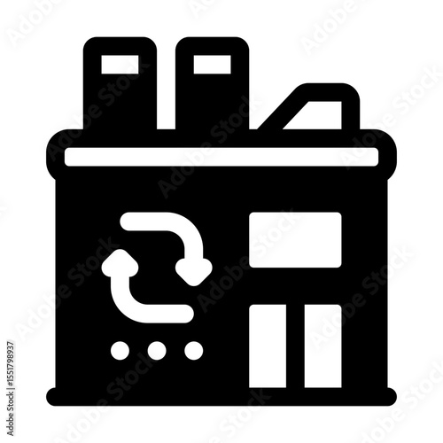 Recycling Plant Glyph Icon. Single icon, glyph vector icon