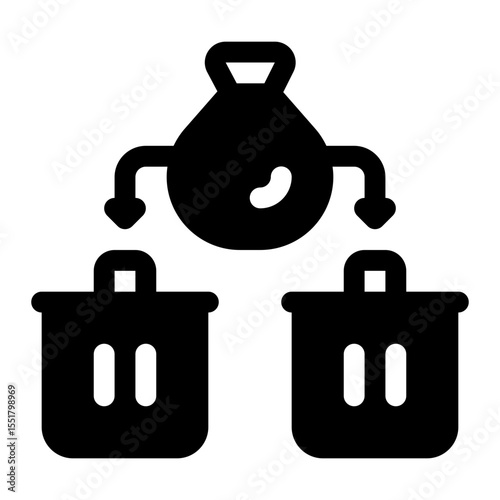 Rubbish Sorting Glyph Icon. Single icon, glyph vector icon