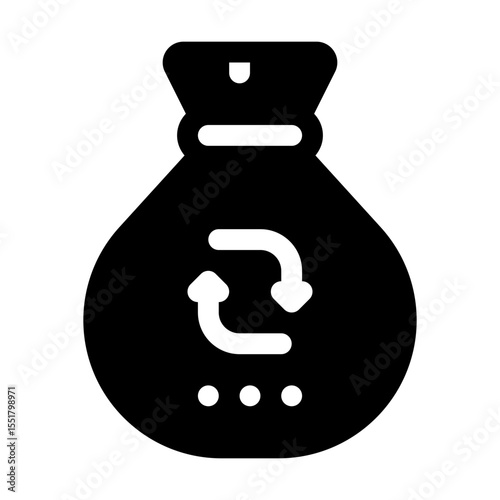 Rubbish Bag Glyph Icon. Single icon, glyph vector icon