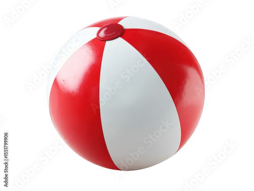 Red and white beach ball isolated on transparent background