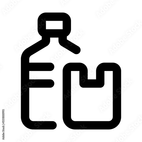 Plastic Waste Simple Line Icon. Single icon, line vector icon