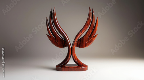 Elegant Wooden Sculpture with Intricate Wing Design and Curves