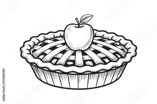 Delicious Apple Pie A Hand-Drawn Illustration of Classic Dessert
