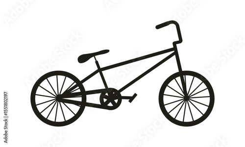 Bmx bike black silhouette icon for teen sport activity isolated on white background