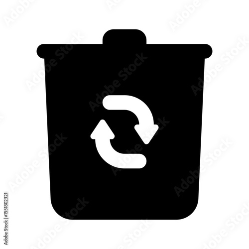 Recycle Bin Simple Glyph Icon. Single icon, glyph vector icon