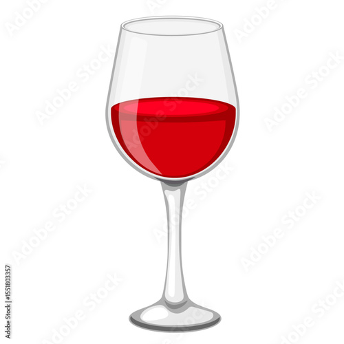 glass goblet with red wine without background
