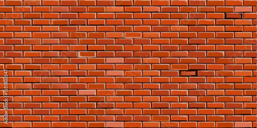 Uniform red brick wall with sharp texture, ideal for construction or urban-style graphics.