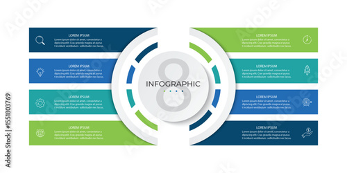 Vector infographic design template with 8 options or steps