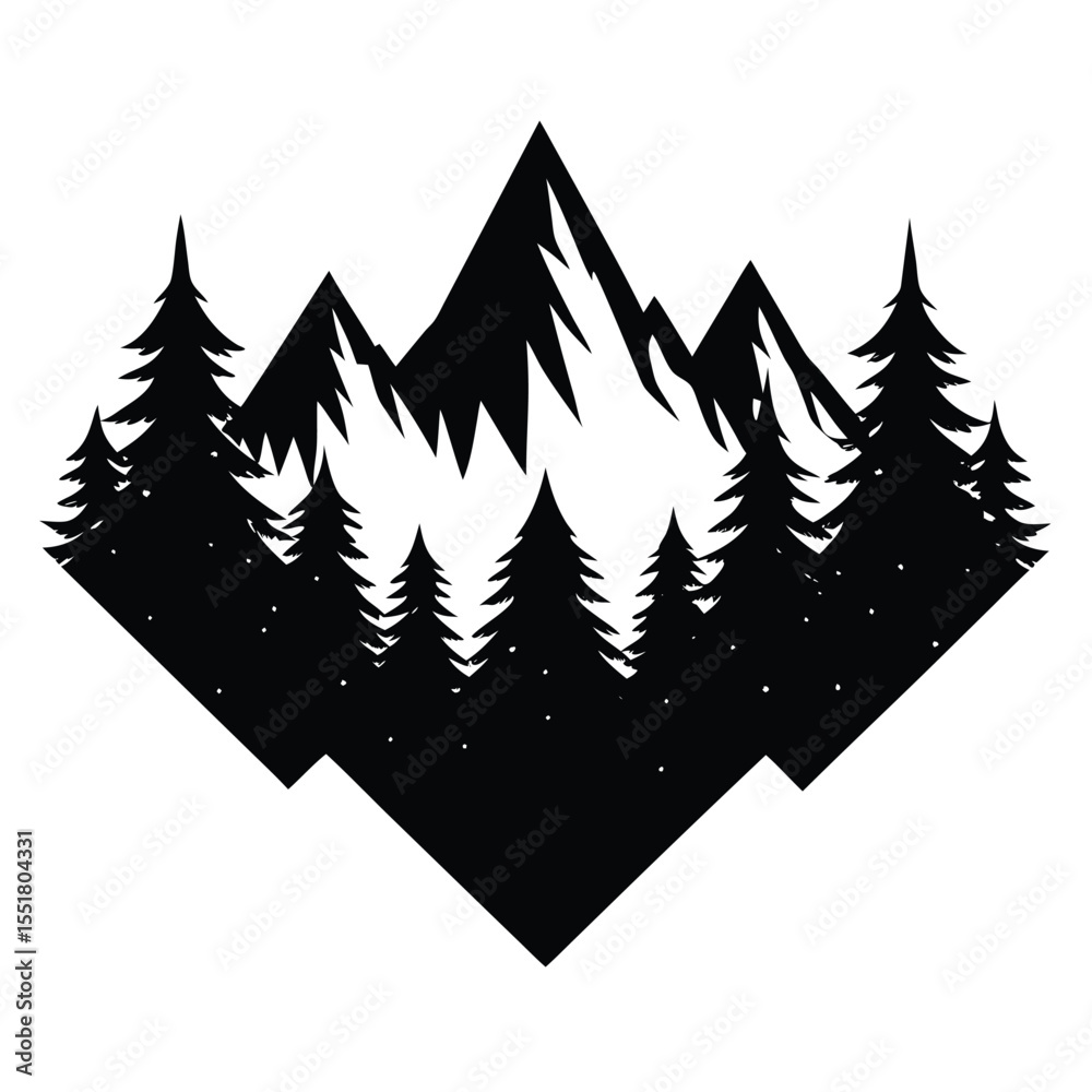 Fototapeta premium A silhouette of mountains and trees in a diamond shaped area