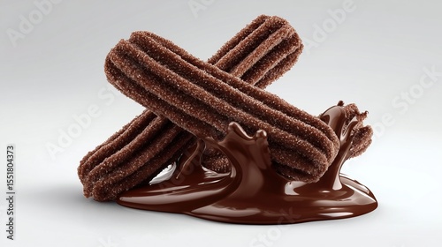 Churros submerged in chocolate sauce sweet delight ready to be savored