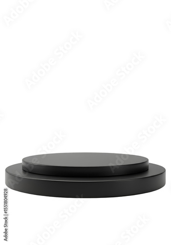 Realistic 3D Render of Black Podium Stand Platform on Transparent Background