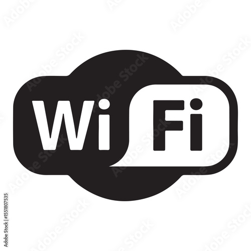 minimalist black and white wifi logo with text, wireless connectivity symbol
