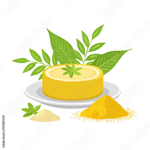 Delicious and inviting illustration of a custard dessert on a plate