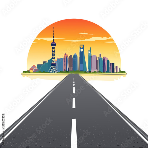 Shanghai Skyline at Sunset: A Modern Metropolis Beckons Travelers