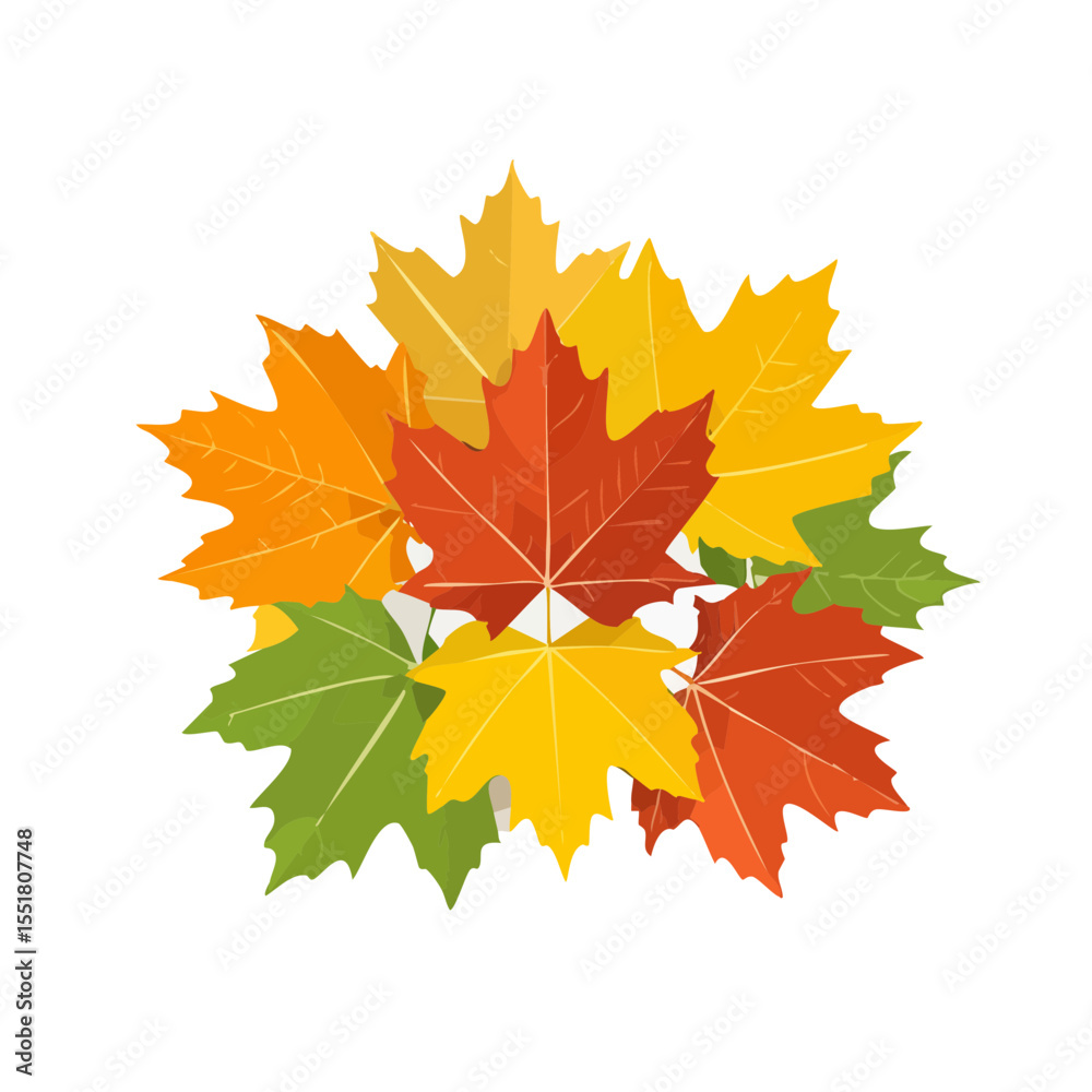 Obraz premium Autumn Maple Leaves Vector Illustration in Vibrant Fall Colors