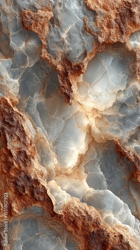 Abstract rock formation with intricate textures and colors in a natural setting during daylight