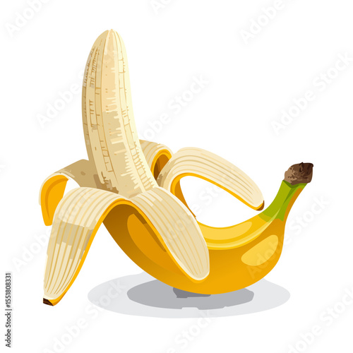 Peeled Banana Illustration: Ripe Yellow Fruit Vector Graphic