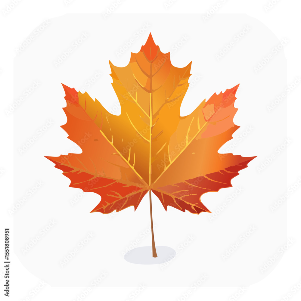 Fototapeta premium Autumn Maple Leaf Illustration - Vibrant Fall Foliage Graphic