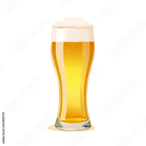 Refreshing Beer in a Glass: Vector Illustration of a Classic Pilsner
