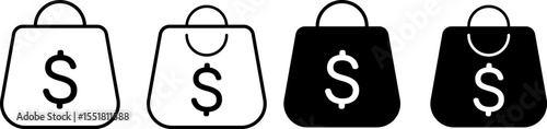shopping bag with dollar icon set. symbolizes consumer insight. purchasing analysis. spending, and financial exchange. purchasing power financial
