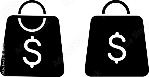 shopping bag with dollar icon set. symbolizes consumer insight. purchasing analysis. spending, and financial exchange. purchasing power financial
